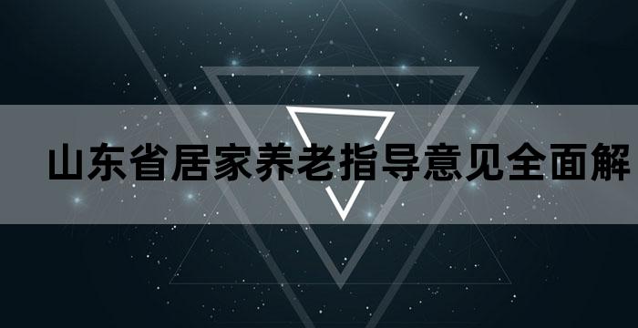 山东省居家养老指导意见全面解析居家养老政策