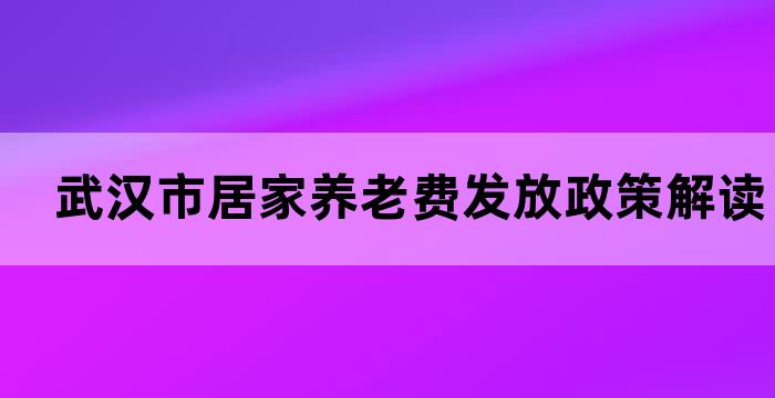 武汉市居家养老费发放政策解读及申领攻略